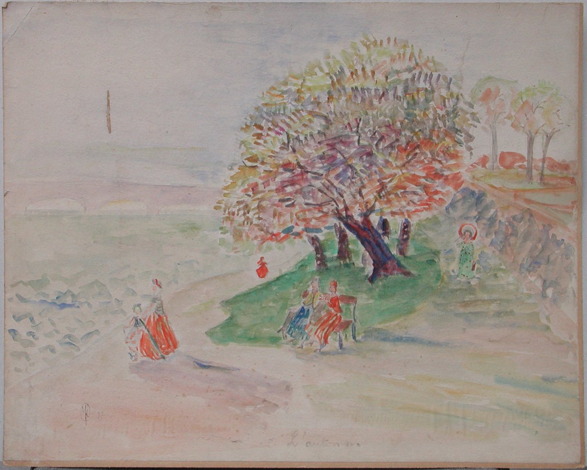 Monogramme Y D "Scènes mythologiques" 1918  5 aquarelles  43x54-photo-3